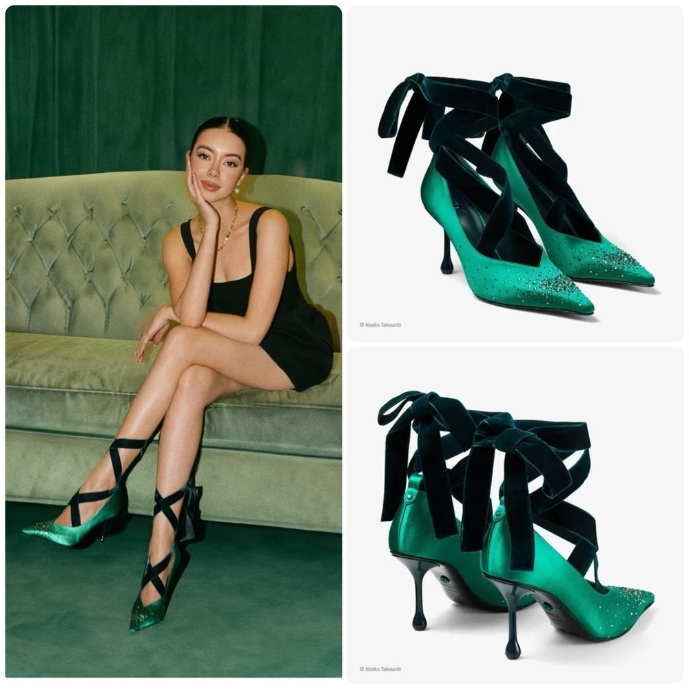 New Jimmy Choo x Sailor Moon Neptune 80 Satin Crystal Pump